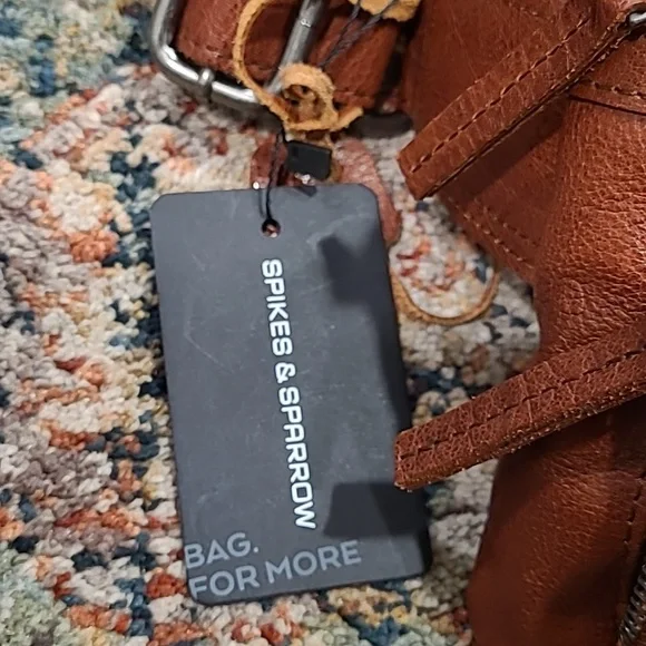 Spikes & Sparrow Sling Bag Leather Crossbody Waist Cognac Belt Pouch - Picture 3 of 6